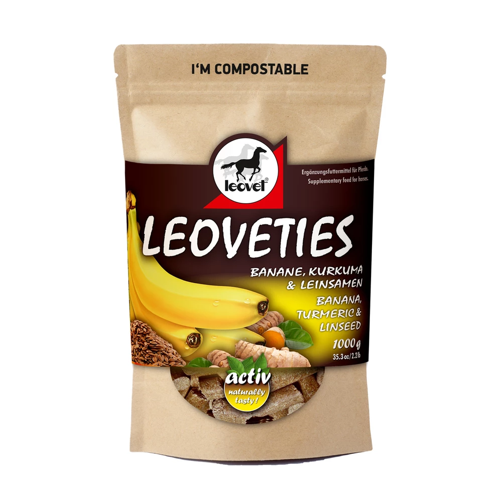 Leoveties Banana Turmeric & Linseed Treats 1kg - Horse Mad Store