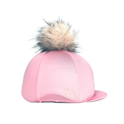 Lycra Hat Cover With Faux Fur Pom Pom - Horse Mad Store