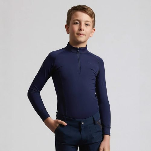 Junior Ombretta Technical Riding Top Navy - Horse Mad Store